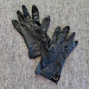 Vintage Navy Leather Gloves